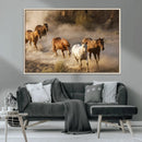 Large Wall Art 5 Horses Running on Sand Canvas Print