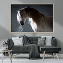 Large Wall Art Cream Colored Horse on Grey Background Canvas