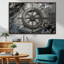 Ship Steering Wheel Vintage Wall Art Canvas Print