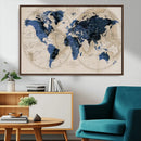Vintage Blue World Map Canvas Wall Art – Antique Style by MyGreatCanvas | Canvas Wall Art Prints | Photo Prints & Wall Decor