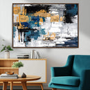 Blue and Gold Abstract Canvas Wall Art – Triptych Modern