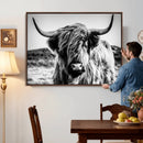 Highland Cow Wall Art – Black and White Framed Farmhouse by MyGreatCanvas | Canvas Wall Art Prints | Photo Prints & Wall Decor