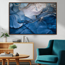 Navy Blue Canvas Art Abstract Print – Elegant Triptych