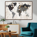 Abstract Map Printing - Modern World Map Canvas Wall Art for
