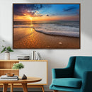 Sunset and Beach at Night Wall Art Canvas Print