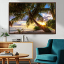 Tropical Island Sunset on the Beach Palms Wall Art Canvas by MyGreatCanvas | Canvas Wall Art Prints | Photo Prints & Wall Decor