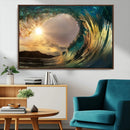 Golden Wave Sunset Canvas Print – Large Coastal Wall Art for
