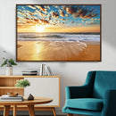 Golden Sunset Beach Print Canvas Wall Art, Giclee Canvas