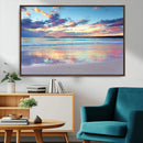 Tranquil Pastel Sunset Beach Triptych Canvas Art, Soothing