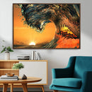 Surf Wave Sunset Canvas Wall Art Print, 3-Panel Ocean