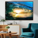 Ocean Wave at Sunset Canvas Art, Large Wall Print of Vibrant