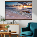 Sea Ocean Sunset Beach Wall Art Canvas Print