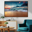 Sunset on Beach Wall Art Ocean Beach Canvas Print