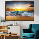 Golden Sunset Ocean Waves Wall Art Canvas Print – Multi