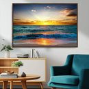 Vibrant Ocean Sunrise Over Golden Beach Waves, Giclee Canvas