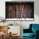Vintage Ski Gear Canvas Print, Vintage Ski Gear Against
