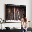 Vintage Ski Gear Canvas Print, Vintage Ski Gear Against