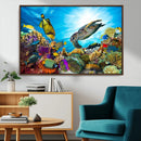 Aquatic Life Sea Turtles Fish Wall Art Canvas Print