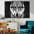 Black and White Wild Wolf Wall Art Canvas Print