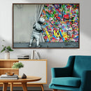 Banksy Colorful Street Graffiti Canvas Wall Art Print, by MyGreatCanvas | Canvas Wall Art Prints | Photo Prints & Wall Decor