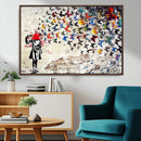 Banksy Art Butterfly Girl Explosion Canvas Art – Vibrant