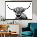 Grayscale Scottish Highland Cow Cattle Art Print Farmhouse by MyGreatCanvas | Canvas Wall Art Prints | Photo Prints & Wall Decor