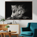 Lion Couple Wall Art Canvas Print – Elegant Black and White