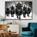 American Bison Art | Buffalo Herd Wall Art Canvas Print, BW