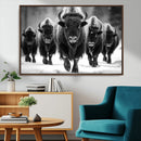 American Bison Art | Buffalo Herd Wall Art Canvas Print, BW