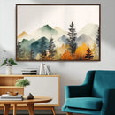 Abstract Watercolor Mountains and Trees Autumn Wall Art,