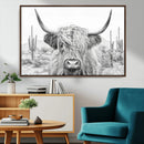 Rustic Charm | Cow Longhorn Black White Bighorn Wall Art by MyGreatCanvas | Canvas Wall Art Prints | Photo Prints & Wall Decor