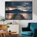 Mountain Lake Wood Pier Canvas Wall Art Nature Lake Print