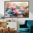 Lotus Flower Wall Art | 3-Panel Giclee Canvas Print of Pink