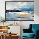 Abstract Ocean Canvas Wall Art - Coastal Blue and Gold