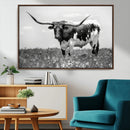 Texas Black White Highland Longhorn Cow Wall Art Canvas by MyGreatCanvas | Canvas Wall Art Prints | Photo Prints & Wall Decor