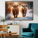Scottish Highland Cow Horn Farm Wall Art Canvas Print