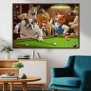 Dogs Playing Pool Canvas Wall Art Funny Gifts Dog Print