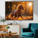 Running Horse Sunset Forest Wall Art Canvas Print