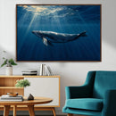 Whale under Ocean Wall Art Canvas Print