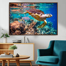 Sea Turtle Wall Art Canvas Print – Vibrant Ocean Coral Reef