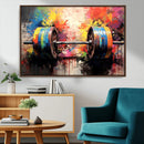 Weightlifting Barbell Art Triptych, Bold Abstract Fitness