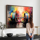 Weightlifting Barbell Art Triptych, Bold Abstract Fitness