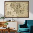 Vintage Middle Earth Map Wall Art Canvas – Lord of the Rings