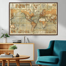 Push Pin World Map Canvas Print – Travel Tracker Wall Art