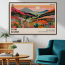 Yayoi Kusama Landscape Canvas Print, Vibrant Floral Mountain