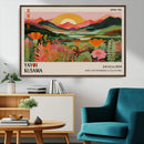 Framed Yayoi Kusama Print, Vibrant Floral Mountain Art