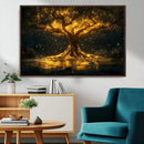 Golden Tree of Life Canvas Wall Art Print - Majestic Glowing