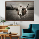 Texas Longhorn Cow Canvas Wall Art Print - Large Rustic