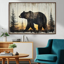 Vintage Bear Wall Art Canvas Print for Farmhouse - Mountain