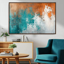 Vintage Abstract Print - Bold Teal and Orange Canvas Wall